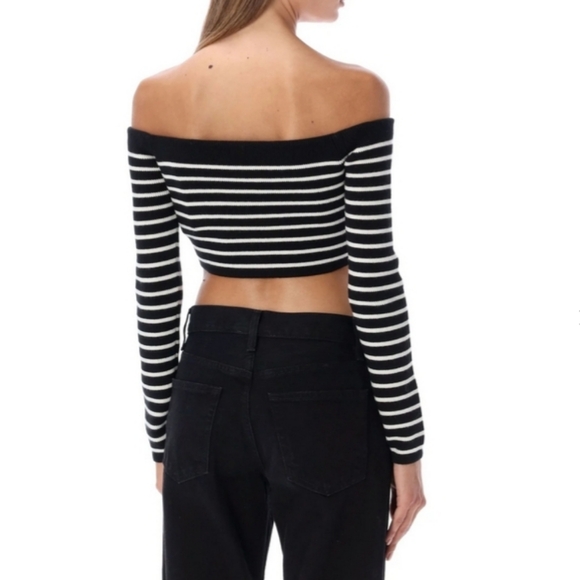 🌸 Saint Laurent Paris Striped Crop Top Size S - Picture 3 of 9